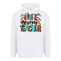 White wife mom teacher Heavyweight Hoodie - NancyCooperArtShop