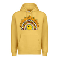 Antique Gold fall smiley face groovy rainbow Premium Hoodie - BarkalooDesign