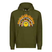 Fall Smiley Face Groovy Rainbow Premium Hoodie | Teevron