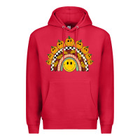 Cardinal fall smiley face groovy rainbow Premium Hoodie - BarkalooDesign