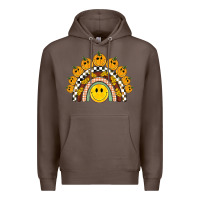 Coffee fall smiley face groovy rainbow Premium Hoodie - BarkalooDesign