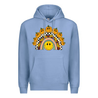 Colony Blue fall smiley face groovy rainbow Premium Hoodie - BarkalooDesign