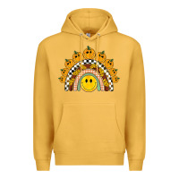 Mustard fall smiley face groovy rainbow Premium Hoodie - BarkalooDesign