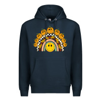 Navy fall smiley face groovy rainbow Premium Hoodie - BarkalooDesign