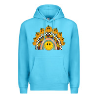 Ocean Blue fall smiley face groovy rainbow Premium Hoodie - BarkalooDesign
