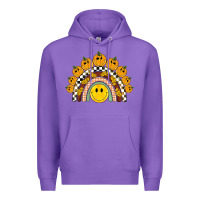Purple fall smiley face groovy rainbow Premium Hoodie - BarkalooDesign