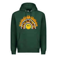 Sports Green fall smiley face groovy rainbow Premium Hoodie - BarkalooDesign