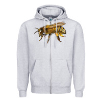 Heather Grey Bee Side Zipper Hoodie - LillyAllenDesigns