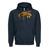 Navy Bee Side Zipper Hoodie - LillyAllenDesigns