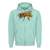Seafoam Bee Side Zipper Hoodie - LillyAllenDesigns