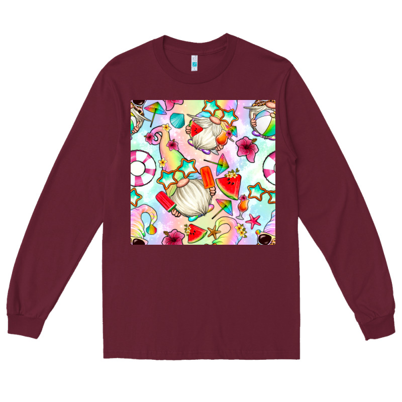 Summer Gnome Seamless Pattern Long Sleeve Tee by BundleAndBundleShop | Teevron