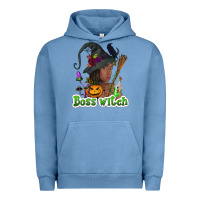 Pigment Pebble Blue Boss witch afro Urban Hoodie - NancyCooperArtShop