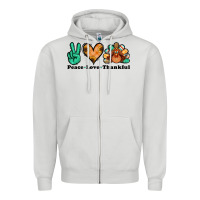 Dove Grey peace love thankful turkey Zipper Hoodie - Jasminsmagicworld
