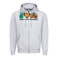 Peace Love Thankful Turkey Zipper Hoodie | Teevron