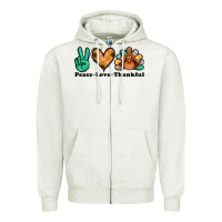 Oatmeal Heather peace love thankful turkey Zipper Hoodie - Jasminsmagicworld