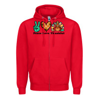 Red peace love thankful turkey Zipper Hoodie - Jasminsmagicworld
