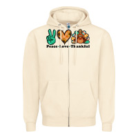 Sandshell peace love thankful turkey Zipper Hoodie - Jasminsmagicworld