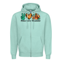 Seafoam peace love thankful turkey Zipper Hoodie - Jasminsmagicworld