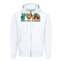 White peace love thankful turkey Zipper Hoodie - Jasminsmagicworld