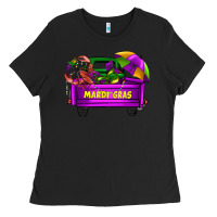 Black mardi grass umbrella with truck Ladies Tee - AdoDesignShop