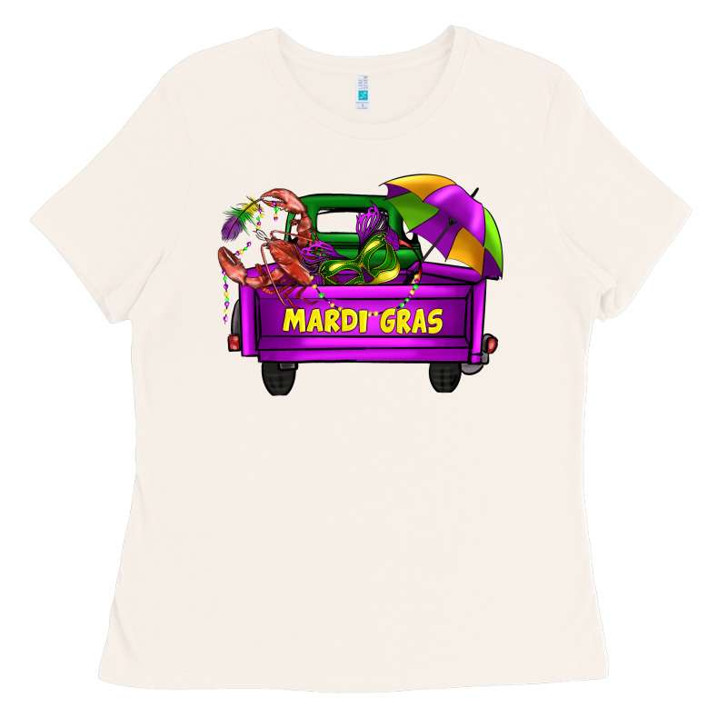 Mardi Grass Umbrella With Truck Ladies Tee by AdoDesignShop | Teevron