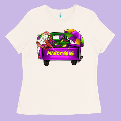 Mardi Grass Umbrella With Truck Ladies Tee Designed By Adodesignshop