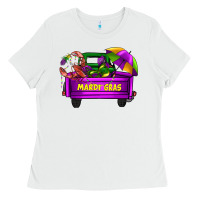 White mardi grass umbrella with truck Ladies Tee - AdoDesignShop
