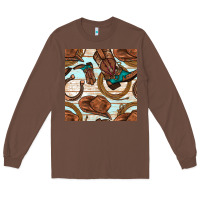 Chestnut cowboy western seamless pattern Long Sleeve Tee - BundleAndBundleShop