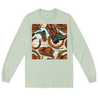 Matcha cowboy western seamless pattern Long Sleeve Tee - BundleAndBundleShop