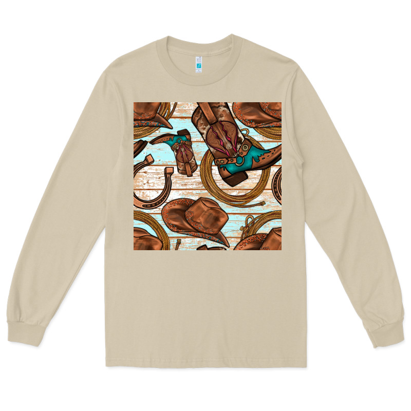 Cowboy Western Seamless Pattern Long Sleeve Tee by BundleAndBundleShop | Teevron