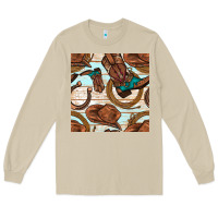 Mushroom cowboy western seamless pattern Long Sleeve Tee - BundleAndBundleShop