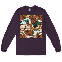 Plum cowboy western seamless pattern Long Sleeve Tee - BundleAndBundleShop
