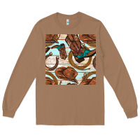 Toasted Coconut cowboy western seamless pattern Long Sleeve Tee - BundleAndBundleShop