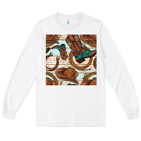 White cowboy western seamless pattern Long Sleeve Tee - BundleAndBundleShop