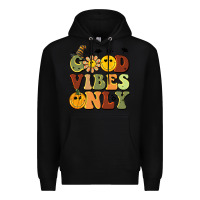 Black halloween good vibes only Premium Hoodie - BarkalooDesign