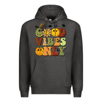 Charcoal Heather halloween good vibes only Premium Hoodie - BarkalooDesign
