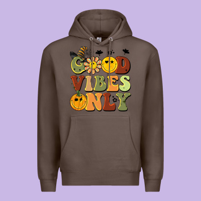 Halloween Good Vibes Only Premium Hoodie Designed By Barkaloodesign