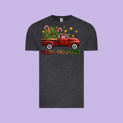 Merry And Bright Christmas Trees Truck Vintage Tee Designed By Fadigitalartstudio
