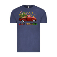 Vintage Denim Merry And Bright Christmas Trees Truck Vintage Tee - FaDigitalArtStudio