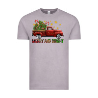 Vintage Zinc Merry And Bright Christmas Trees Truck Vintage Tee - FaDigitalArtStudio