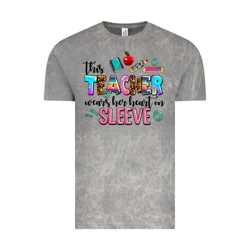 This Teacher Wears Her Heart On Sleeve Vintage Tee by AdoDesignShop | Teevron
