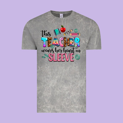 This Teacher Wears Her Heart On Sleeve Vintage Tee Designed By Adodesignshop