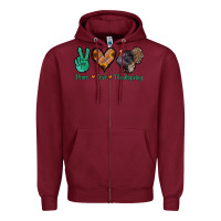 Burgundy peace love thanksgiving Zipper Hoodie - Jasminsmagicworld