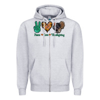 Heather Grey peace love thanksgiving Zipper Hoodie - Jasminsmagicworld