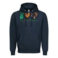 Navy peace love thanksgiving Zipper Hoodie - Jasminsmagicworld