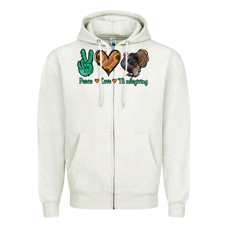Peace Love Thanksgiving Zipper Hoodie by Jasminsmagicworld | Teevron