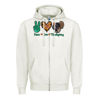 Oatmeal Heather peace love thanksgiving Zipper Hoodie - Jasminsmagicworld