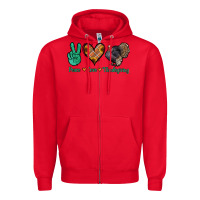 Red peace love thanksgiving Zipper Hoodie - Jasminsmagicworld