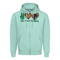 Seafoam peace love thanksgiving Zipper Hoodie - Jasminsmagicworld