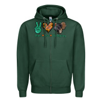 Sports Green peace love thanksgiving Zipper Hoodie - Jasminsmagicworld